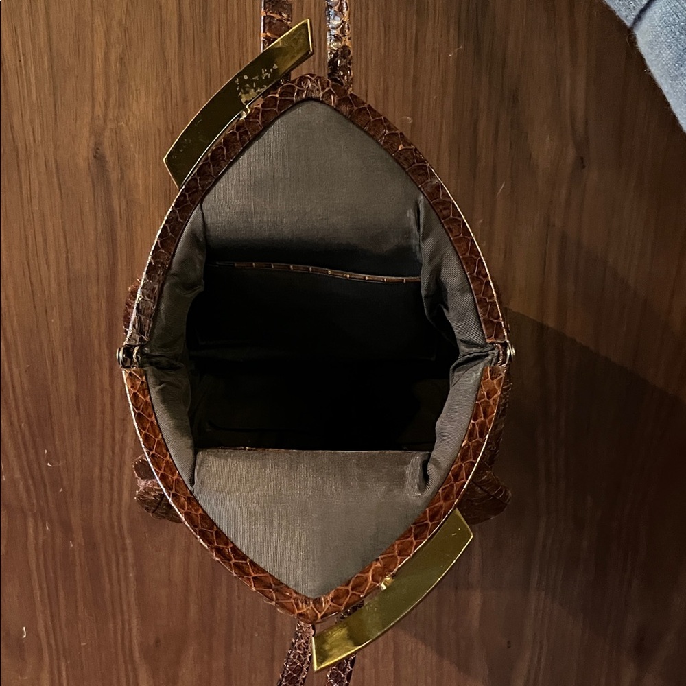 Vintage 1950s Genuine Python Leather Evening Bag … - image 4
